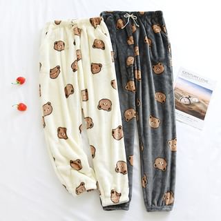 Dogini Couple Matching Bear Print Flannel Lounge Pants Various Designs