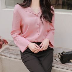 MyFiona - Open-Placket Wide-Cuff Shirt MyFiona - Open-Placket Wide-Cuff Shirt