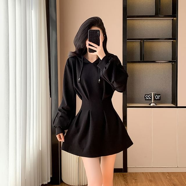 Plain Mini A-Line Hoodie Dress Plain Mini A-Line Hoodie Dress