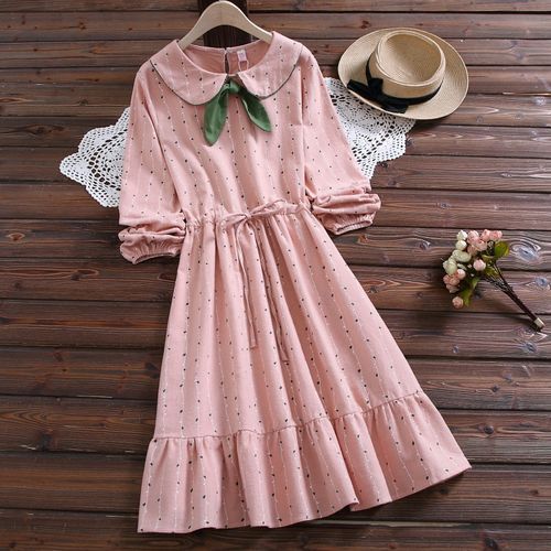 Kawaii Fairyland Long Sleeve Peter Pan Collar Printed Dress