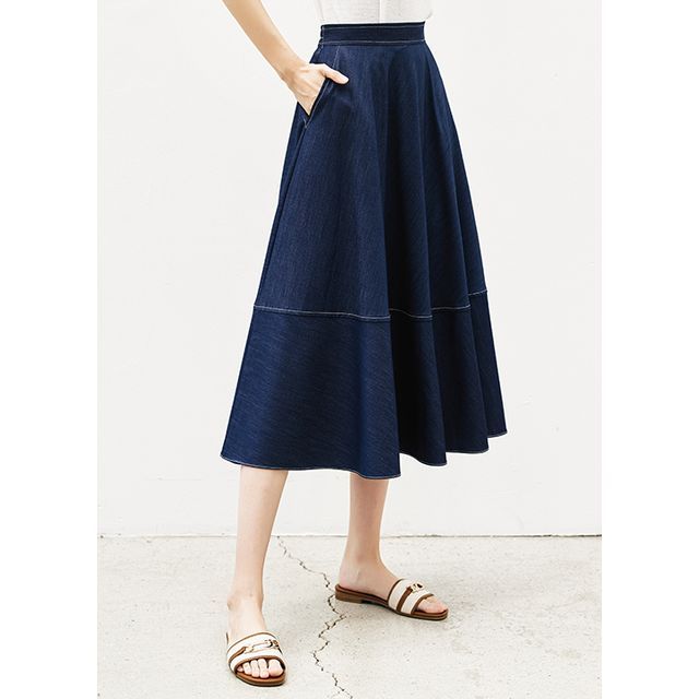 Styleonme Flared Midi Denim Skirt Yesstyle 3000