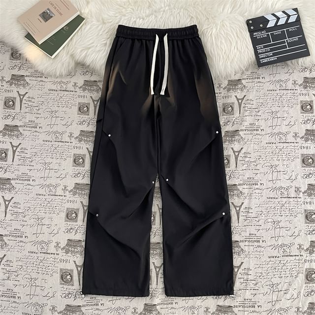 Plummie-High Waist Plain Wide Leg Cargo Pants