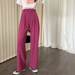 With You - Plain Wide-Leg Pants With You - Plain Wide-Leg Pants
