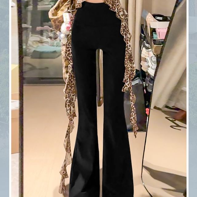 monroll-High Waist Flared Sweatpants