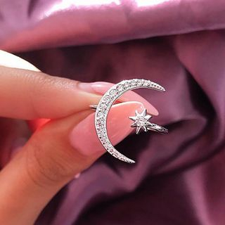 moon and star open ring