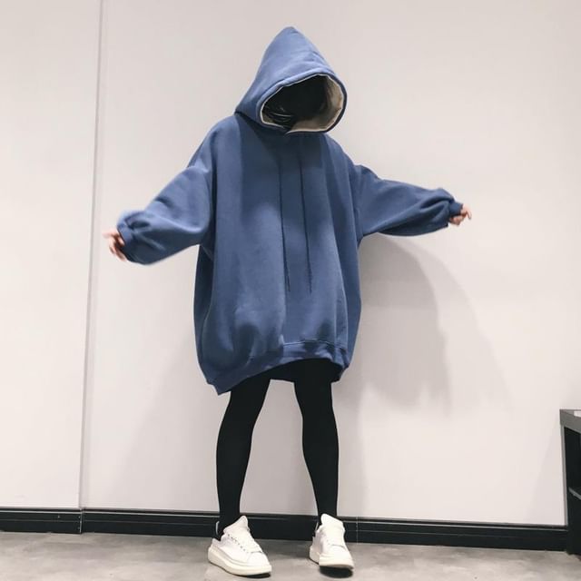 INEN-Puff-Sleeve Plain Oversized Hoodie