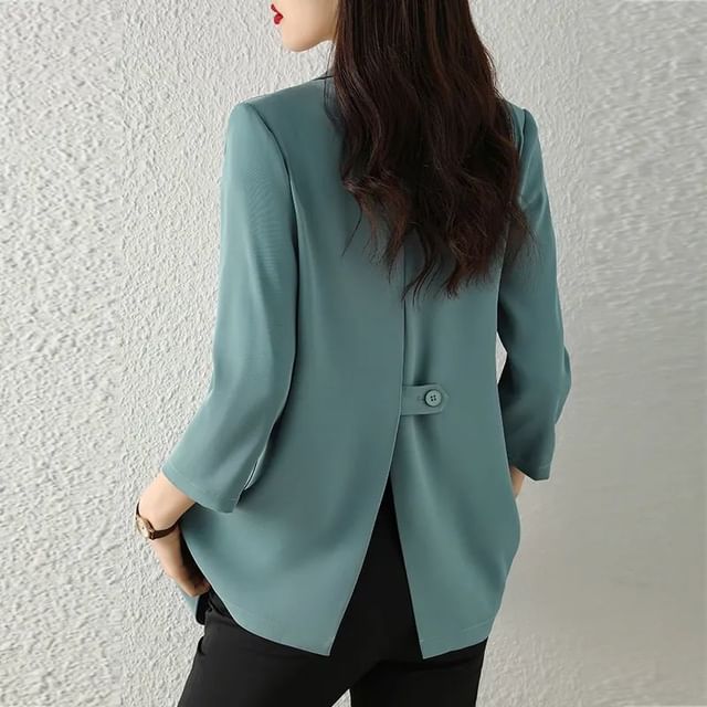 Lewwe-Plain Double-Breasted Blazer