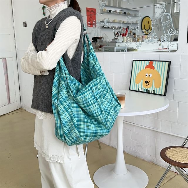 ZenlyHabit-Plaid Tote Bag