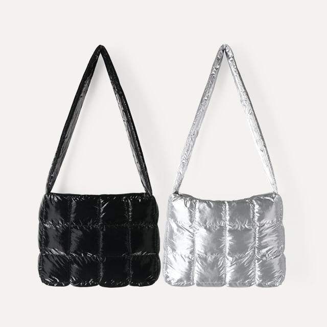 TangTangBags-Plain Quilted Crossbody Bag