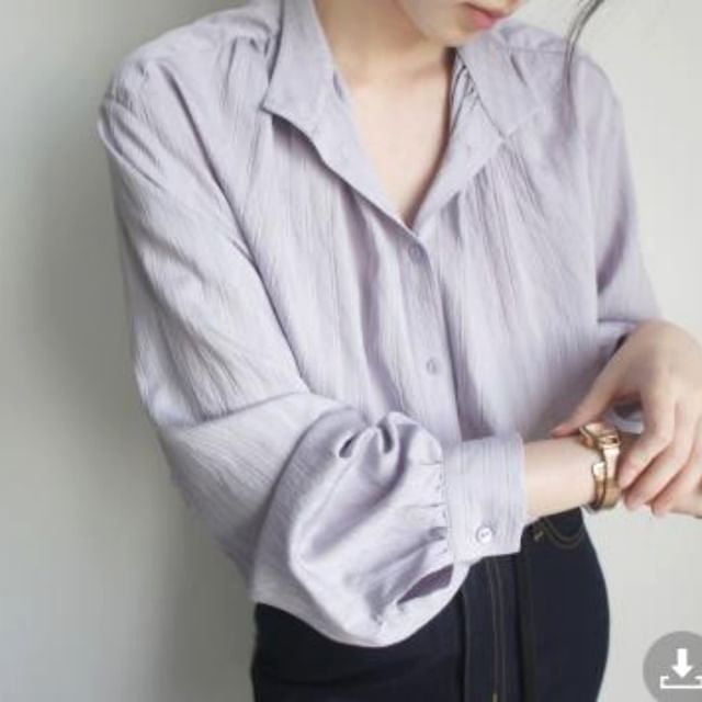 Happo-Long-Sleeve Button-Up Plain Shirt