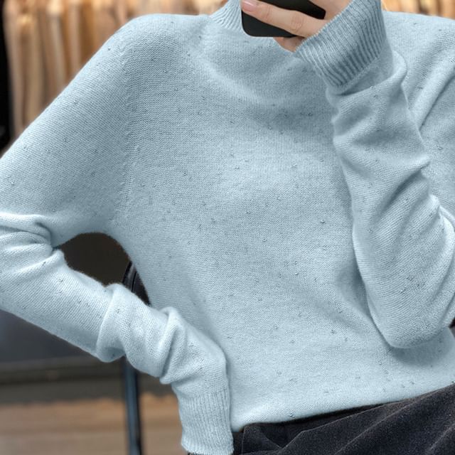 Weelop-Mock Neck Melange Sweater