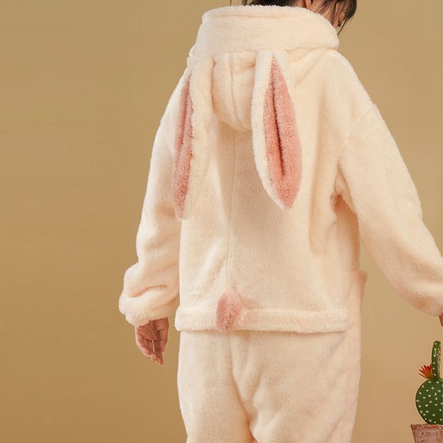 Saint Fontaine - Rabbit Ear Fluffy Pajama Jumpsuit