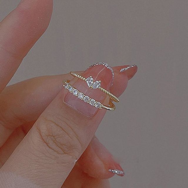 Halfla-Rhinestone Ring Set