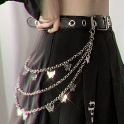 CIMAO - Faux Leather Belt / Layered Butterfly  Waist Chain / Set