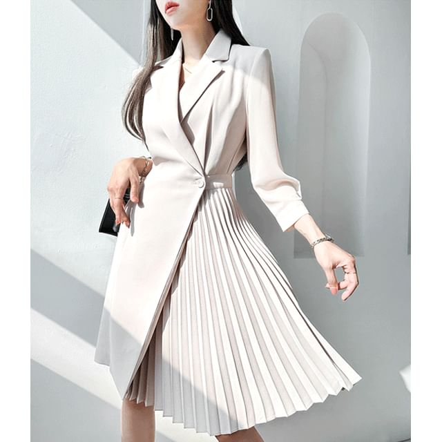 GUMZZI Pleat Wrap Chiffon Blazer Dress YesStyle