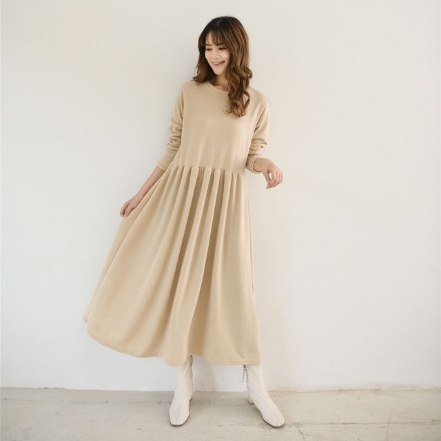 Lacyland - Long-Sleeve Midi Smock Dress | YesStyle