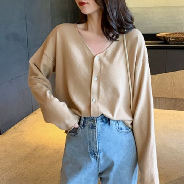 Falipa - V-neck Plain Cardigan 