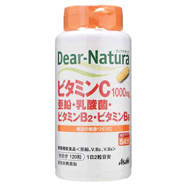 Asahi-Dear-Natura Vitamina C Zinco Bactérias Láticas Vitamina B2 Vitamina B6 60 dias-120 Cápsulas
