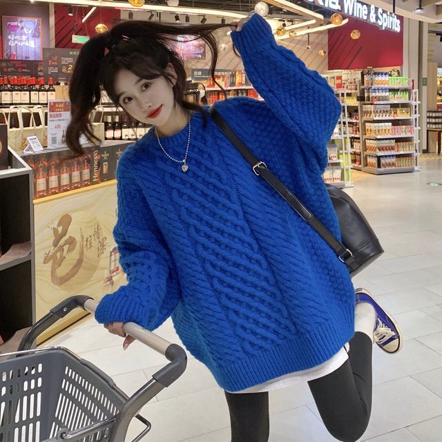 Sienne-Crew Neck Twist Knit Sweater