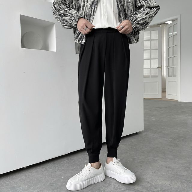 Nataro-High Waist Plain Harem Cargo Pants