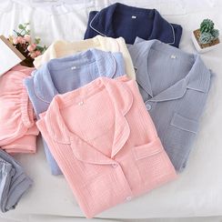 MelMount - 情侣款家居服套装: 纯色衬衫 + 裤 MelMount - 情侣款家居服套装: 纯色衬衫 + 裤