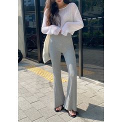 chuu - Ribbed Boot-Cut Lounge Pants chuu - Ribbed Boot-Cut Lounge Pants