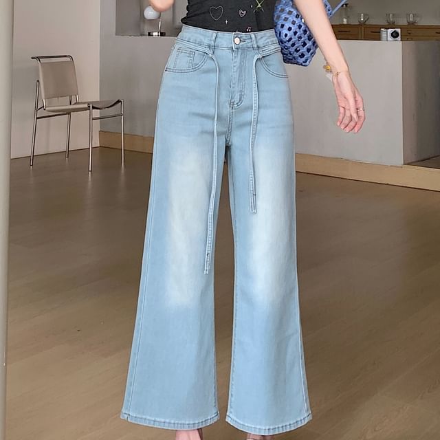 Trendycas-High Waist Washed Crop Bootcut Jeans