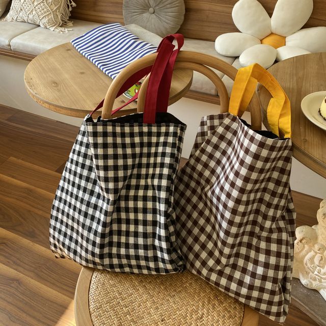 Gingham hotsell tote bag