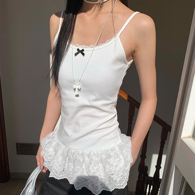 Striinkie-Lace Panel Cami Top