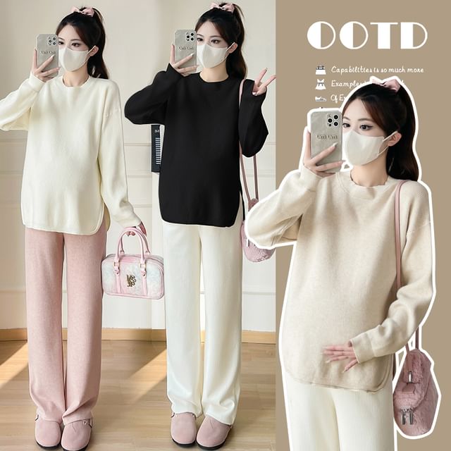 NEUF-Maternity Crewneck Plain Sweater