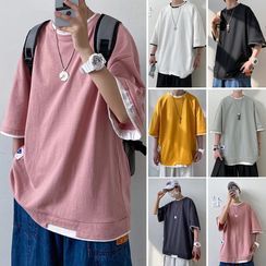 Cowpow - Mock Two-Piece Elbow-Sleeve T-Shirt Cowpow - Mock Two-Piece Elbow-Sleeve T-Shirt