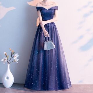 off shoulder a line gown