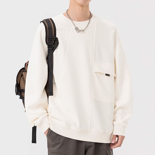Stone Leo-Crew Neck Plain Sweatshirt