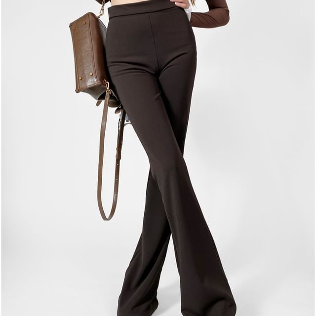 Ulark-High Waist Plain Flared Pants