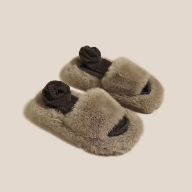 Teven-Plain Fluffy Slide Sandals