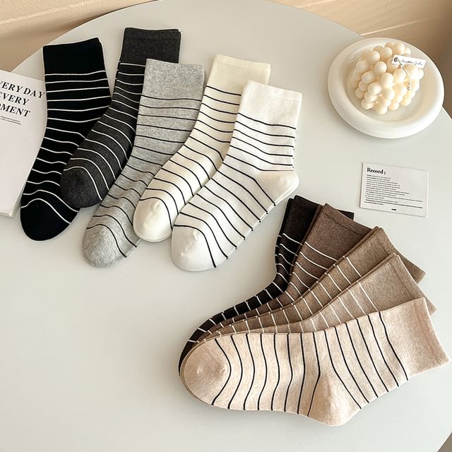 Mimiyu-Striped Short Socks Set