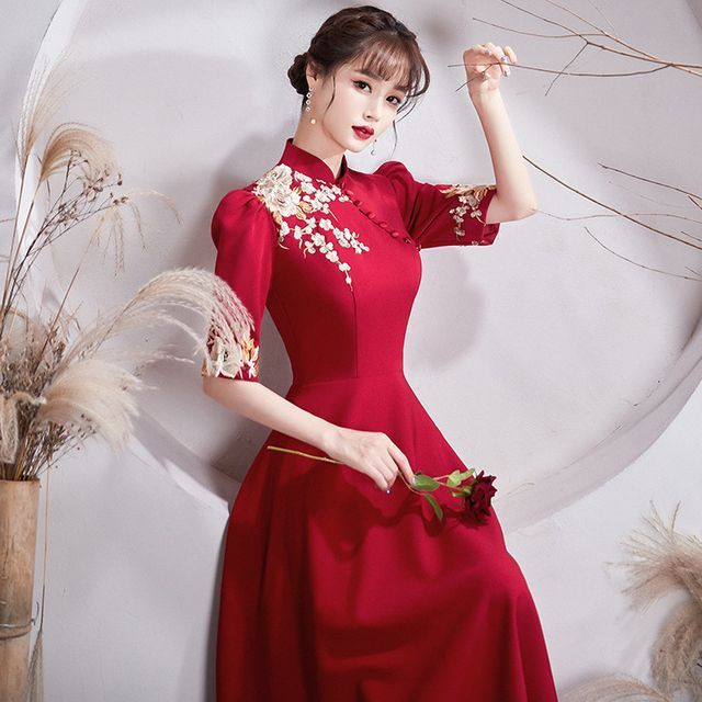 Frog Dress For Wedding Daintonie Short-Sleeve Plain Floral