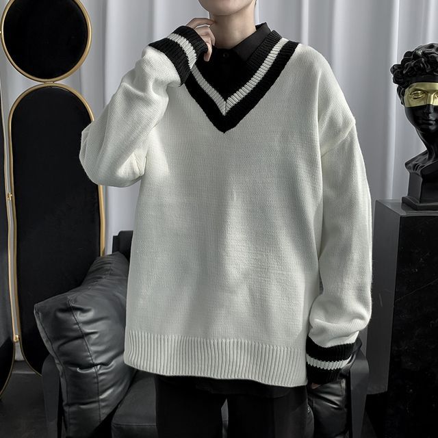 Whyessa - V-Neck Oversized Sweater | YesStyle