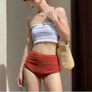Komorkowe-Set Striped Swim Top Bikini Bottom