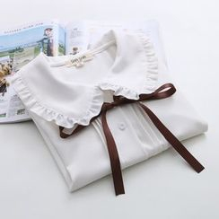 Vateddy - Short-Sleeve Ruffle Trim Blouse Vateddy - Short-Sleeve Ruffle Trim Blouse