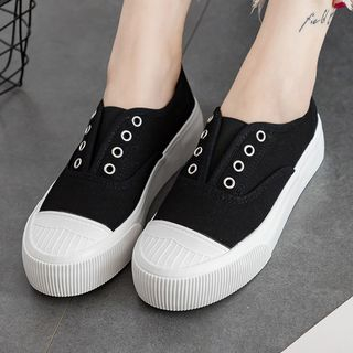 white laceless platform sneakers