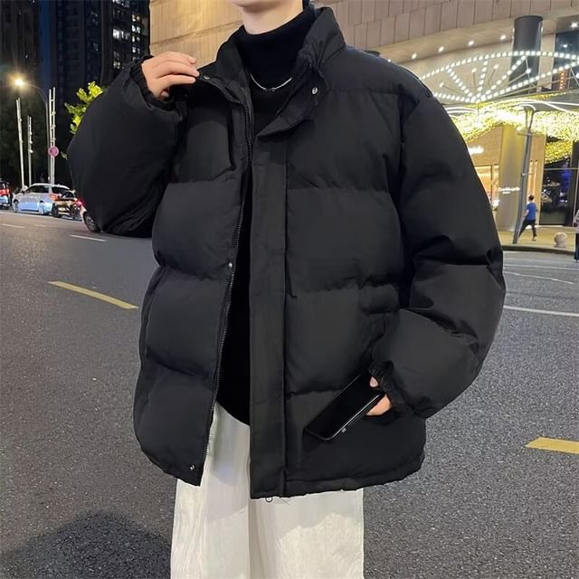 Cowpow-High Neck Zip-Up Puffer Jacket