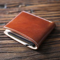 Wavecho - Contrast Stitching Faux Leather Wallet