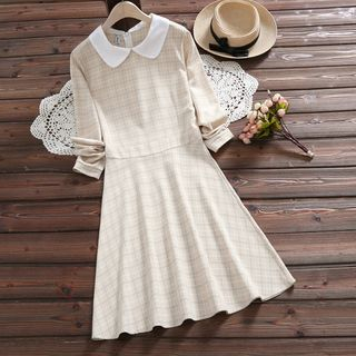 Clover Dream - Long-Sleeve Plaid A-Line Dress | YesStyle
