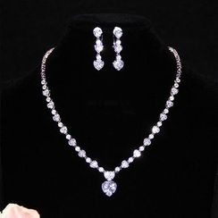 Neostar - Wedding Rhinestone Necklace / Rhinestone Drop Earring / Rhinestone Clip-On Earring / Set Neostar - Wedding Rhinestone Necklace / Rhinestone Drop Earring / Rhinestone Clip-On Earring / Set