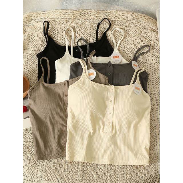 Lemongrass-Plain Cami Top with Pad in 5 Colors