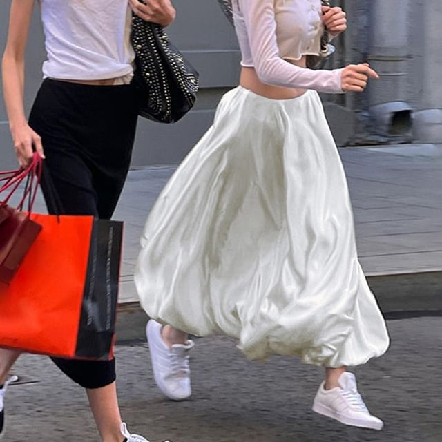 Trisica High Rise A-Line Maxi Bubble Skirt YesStyle