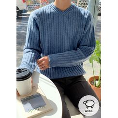 JOGUNSHOP - V-Neck Ribbed Knit Top JOGUNSHOP - V-Neck Ribbed Knit Top