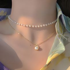 Studio Nana - Faux Pearl Double-Layered Necklace Studio Nana - Faux Pearl Double-Layered Necklace