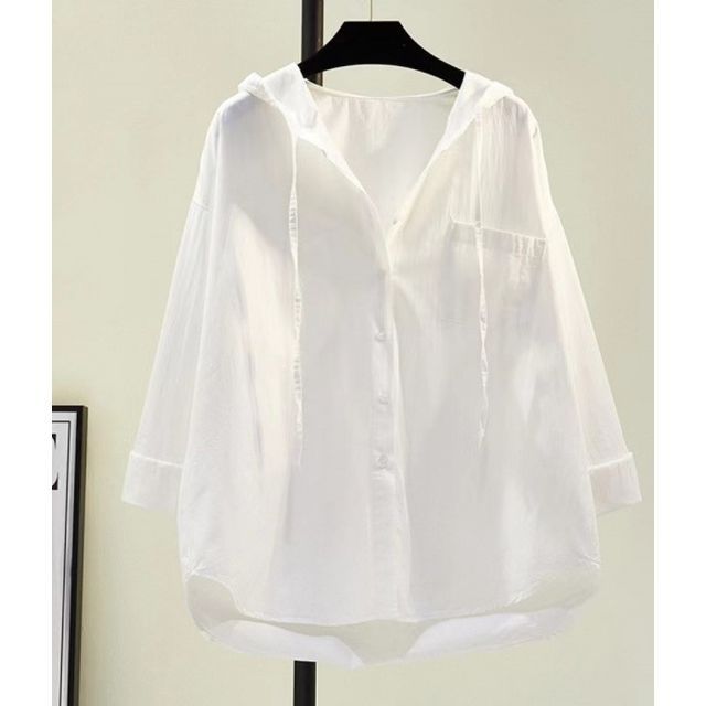 Inchioh-Plain Hooded Shirt Jacket